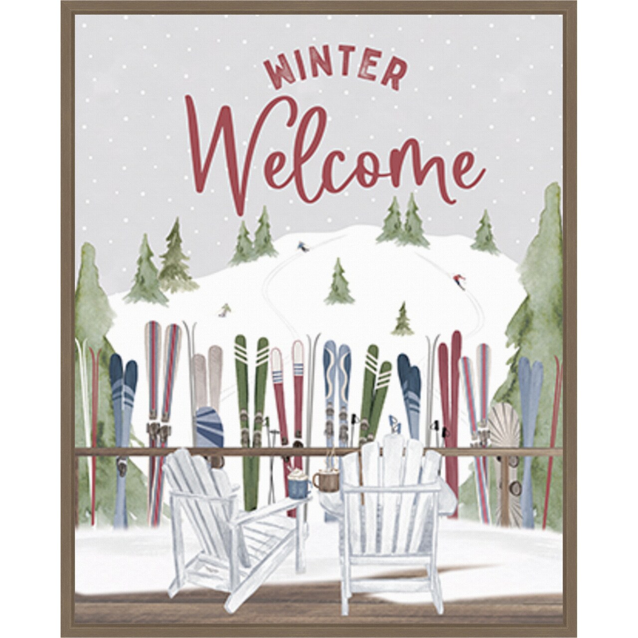 Winter Mountain Getaway portrait VII-Winter Welcome by Tara Reed 23-in. W x 28-in. H. Canvas Wall Art Print Framed